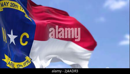 The US state flag of North Carolina waving in the wind Stock Photo - Alamy