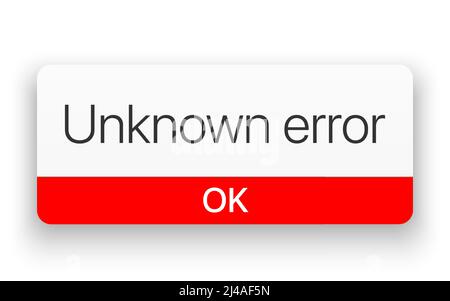 Unknown error warning window vector illustration, isolated on white background. Stock Vector
