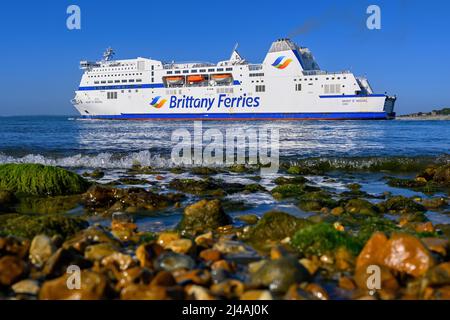 Mont St. Michel is a cross-Channel ferry operated by Brittany Ferries between Portsmouth and Caen - July 2021. Stock Photo