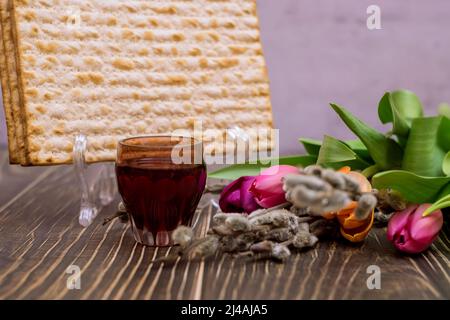 Pesach Jewish holiday with religious tradition attributes symbols festival Stock Photo