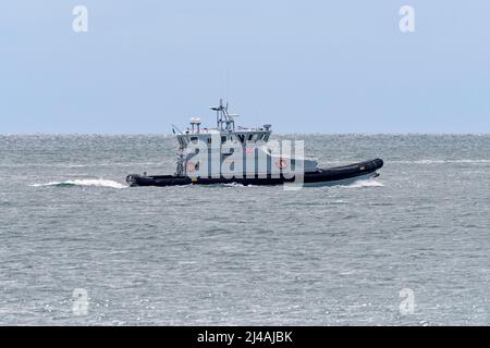 Nimrod is a coastal patrol RHIB operated by the UK Border Force - June 2020. Stock Photo
