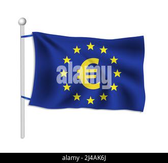 European union flag with euro symbol, white background vector Stock Vector