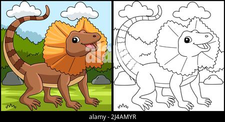 Frill Necked Lizard Coloring Page Illustration Stock Vector