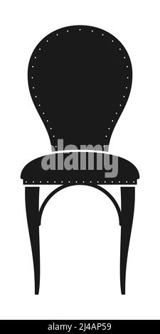 Classic shape cushioned chair black vector icon, isolated on white background. Stock Vector