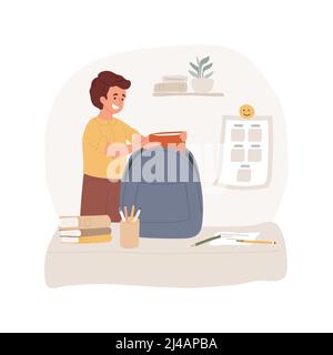 School Girl Putting Textbook Backpack Stock Vector (Royalty Free