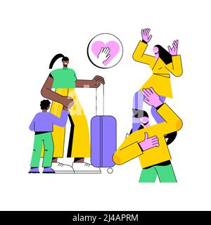 Integration of migrants abstract concept vector illustration. Society accepted migrants, integration courses, study at school, learn foreign languages, reading book, refugee group abstract metaphor. Stock Vector
