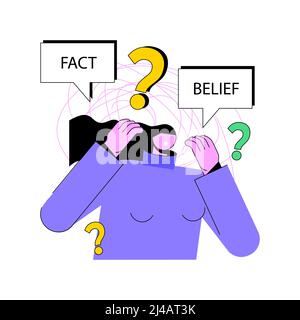 Cognitive dissonance abstract concept vector illustration. Mental discomfort, conflict, missing out, psychological abuse, emotional state, decision making, experience abstract metaphor. Stock Vector