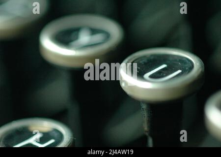 An Old manual typewriter with its working keyes with numbers and lettersl Stock Photo