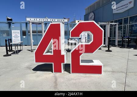 The No. 42 of Jackie Robinson at the Retired Numbers Plaza at Dodger  Stadium, Wednesday, Jan. 13, 2021, in Los Angeles. (Kirby Lee via AP Stock  Photo - Alamy