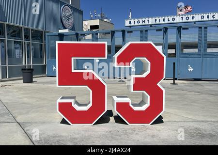 The No. 53 of former Los Angeles Dodgers pitcher Don Drysdale at