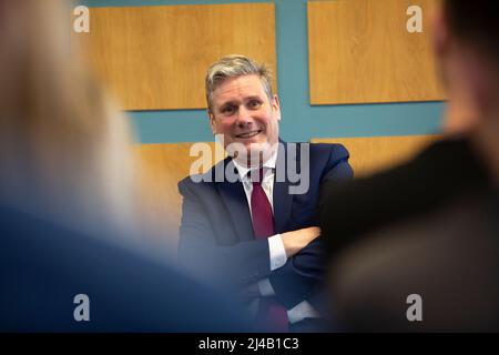 Labour party leader Keir Starmer talks to Law and Politics students during a Q&A session at Burnley college in Lancashire.
