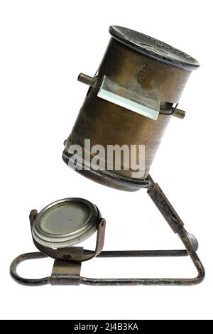 vintage pocket microscope isolated on white background Stock Photo