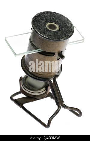 vintage pocket microscope isolated on white background Stock Photo