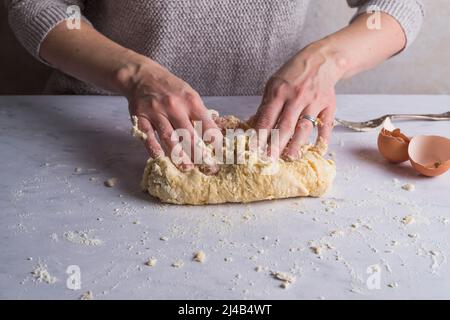 Kneading pasta dough Stock Photo