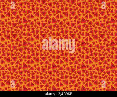 Vector seamless pie pattern with orange pie slides on lighter orange background. Minimalistic illustration. Good for fabrics, textile, wrapping paper, Stock Vector