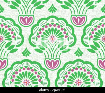 Modern stylized floral geometric with texture represents blooming spring nature, greenery, plant life, growing plants, lush green vegetation in summer Stock Vector