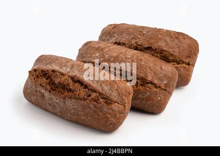 Freshly baked rye buns of isolated on white with shadow Stock Photo