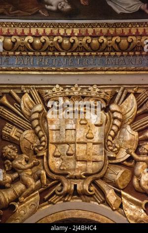 Coats of arms on the walls of the Langue of Germany Chapel, Saint John's Co-Cathedral, Valletta, Malta. Stock Photo