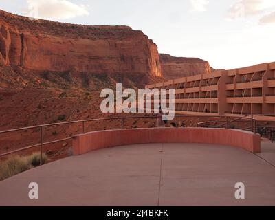 The View Hotel at Monument Valley in Northern Arizona. Each room offers spectacular views of the valley. Stock Photo
