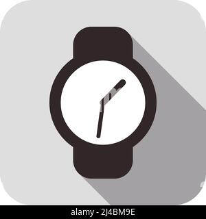 Smart watch with time clock on screen, vector illustration Stock Vector