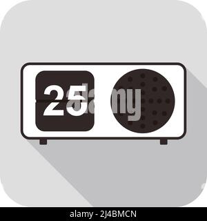 Radio Clock flat fashion icon design, watch icon, vector illustration Stock Vector