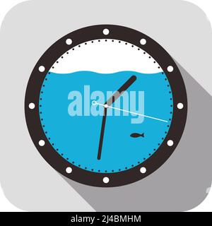 Submarine clock flat fashion icon design, watch icon, vector Stock Vector