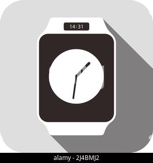 Smart watch with time clock on screen, vector illustration Stock Vector