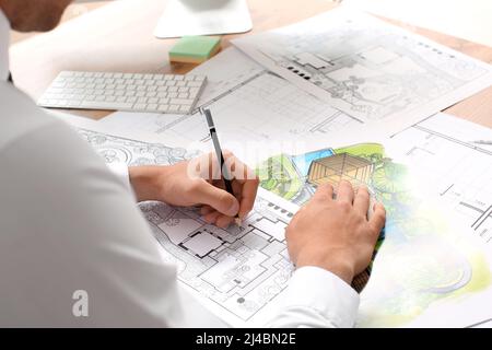 Young male landscape designer working in office Stock Photo