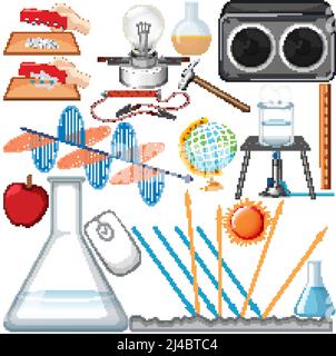Many science equipments on white background illustration Stock Vector ...