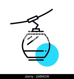 Mountain cable car colorful icon. Pixel perfect, editable stroke, geometric Stock Vector