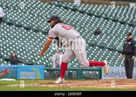 Detroit MI, USA. 13th Apr, 2022. Detroit center fielder Akil Baddoo (60)  before the game with Boston Red Sox and Detroit Tigers held at Comercia  Park in Detroit Mi. David Seelig/Cal Sport