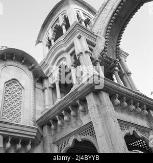 ISKON Temple Vrindavan, India, Sri Krishna Balaram Mandir is a Gaudiya Vaishnava temple in the holy city of Vrindavan in Uttar Pradesh state of India Stock Photo