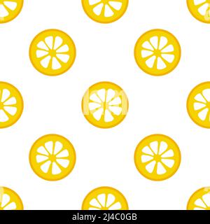 Half sliced Yellow lime or Orange  fruit isolated on white background is in Seamless pattern - vector illustration Stock Vector