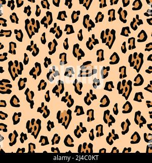 Realistic colourful leopard skin texture isolated on light background is in Seamless pattern - vector illustration Stock Vector