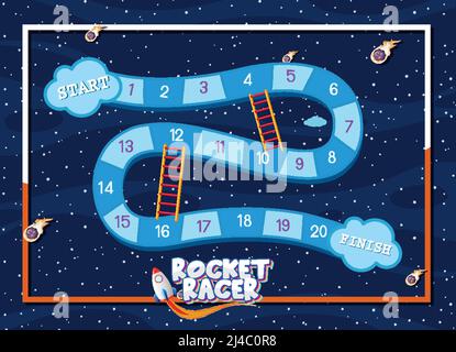 Game template with space theme background illustration Stock Vector