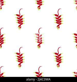 Beautiful red flower with yellow green shades isolated on white background is in Seamless pattern - vector illustration Stock Vector