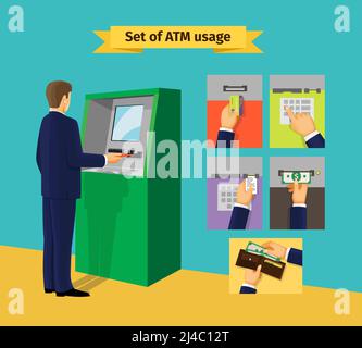 ATM machine. Payments and receive money. Vector illustration Stock Vector