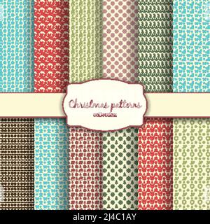 Assortment of Traditional Christmas Patterns with Label Stock Vector