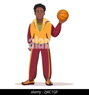 Basketball Player with ball isolated on white. Vector and illustration Stock Vector