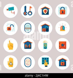 Assorted Real Estate Protection Icons Isolated on Gray Background. Stock Vector