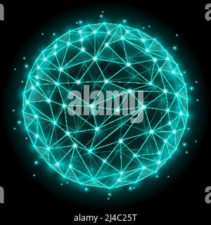 Abstract sphere wireframe mesh polygonal elements. Dot and web network, structure spherical. Vector illustration Stock Vector