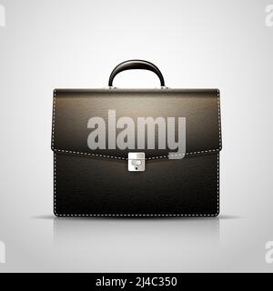 Vector Black Brief case with leather texture Stock Vector
