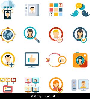 Assorted Colored Flat Special Media Icons Isolated on White Background. Stock Vector