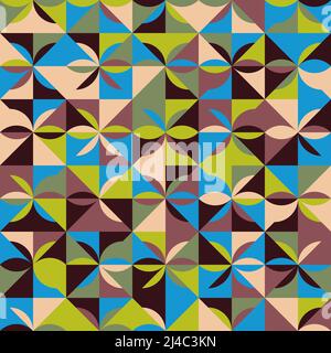 Modern mosaic pattern art made with abstract geometric shapes and various color forms. Digital graphics design elements for poster, cover, art, presen Stock Vector