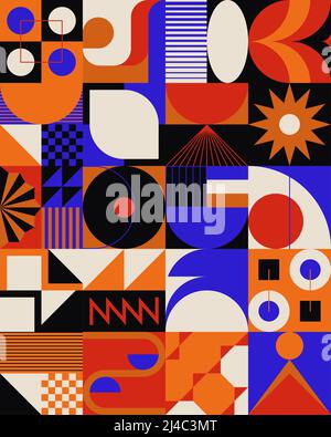 Digital collage graphics pattern made with vector abstract forms and generative geometric shapes, useful for web background, poster art design, magazi Stock Vector