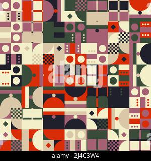 Geometric abstract vector pattern artwork made with various geometry shapes and elements. Digital graphics design for poster, cover, art, presentation Stock Vector