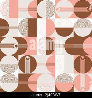 Mid-Century abstract vector pattern artwork made with various geometry shapes and elements. Geometric design graphics for poster, cover, art, presenta Stock Vector