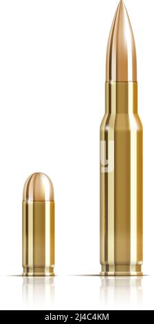 Vector Ammunition bullets on white background. EPS10 opacity. Editable EPS and Render in JPG format Stock Vector