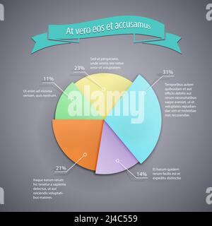 vector business pie chart template for infographics, reports and presentations Stock Vector