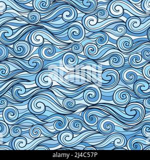 Blue sea waves seamless pattern vector illustration for design template Stock Vector